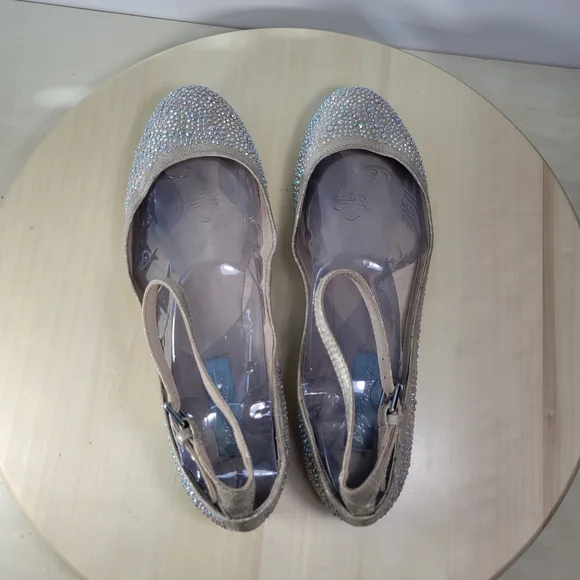 Betsey Johnson Joy Champagne Rhinestone Ballet Flats Womens Size 7.5 - Picture 5 of 10